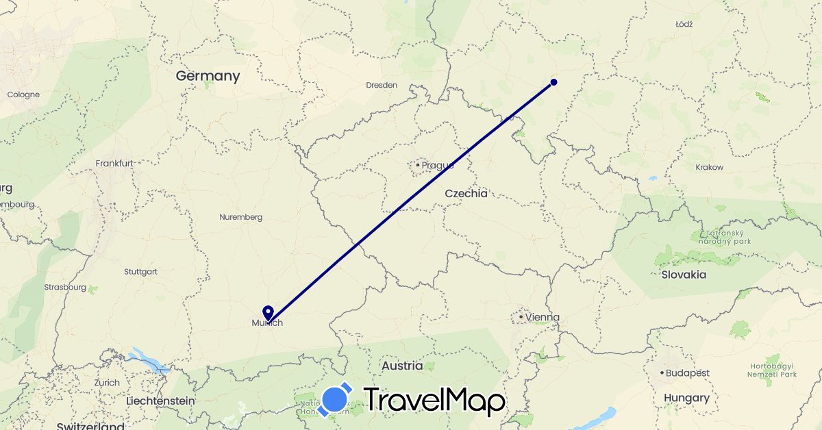 TravelMap itinerary: driving in Germany, Poland (Europe)